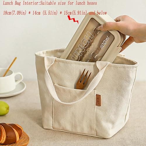 Women Lunch Tote, Reusable Lunch Bag for Men Adult Work School Travel, Reusable Leakproof Tote, Insulated Lunch Bag (1pcs Beige) thumbnail 4