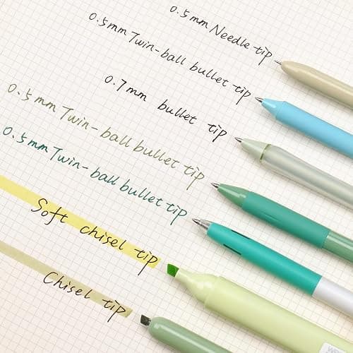 WRITECH Gel Pens Journaling Highlighters: Journal Set Aesthetic Assorted Pastel Color Ink 0.5mm Fine Point Retractable 0.7mm Black Pen Smooth Writing Drawing No Bleed 7ct (Green) thumbnail 4