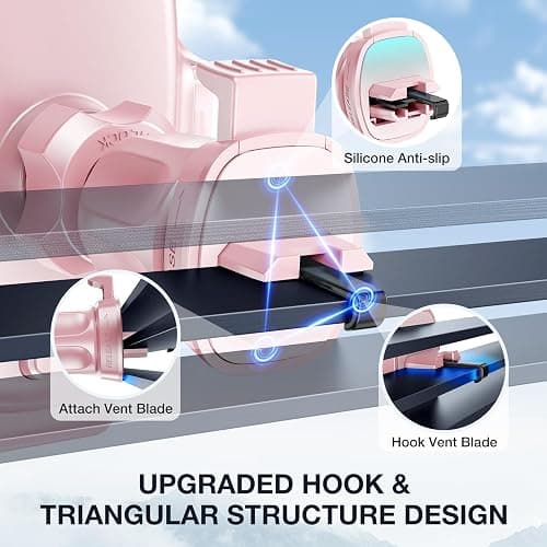 Miracase Phone Holder for Car Air Vent, Stability via Clip & Metal Hook Car Phone Holder Mount, 360°Cell Phone Holder Car Mount Fits iPhone 17 16 15 Pro Max 14 Samsung and All Phones thumbnail 3