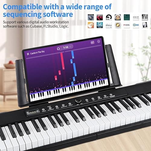 88 Key Piano Keyboard, Semi Weighted Electronic Digital Piano with Music Stand, Power Supply, Sustain Pedal, Bluetooth, Stand, MIDI, for Beginner Professional at Home, Stage thumbnail 4
