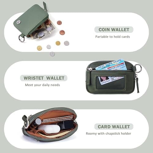 POIUGOYA Nylon Wristlet Wallets, Dual Pouch Keychain Wristlet Wallet, RFID Small Wallet With Coin Pouch,ID Window For Travel thumbnail 4