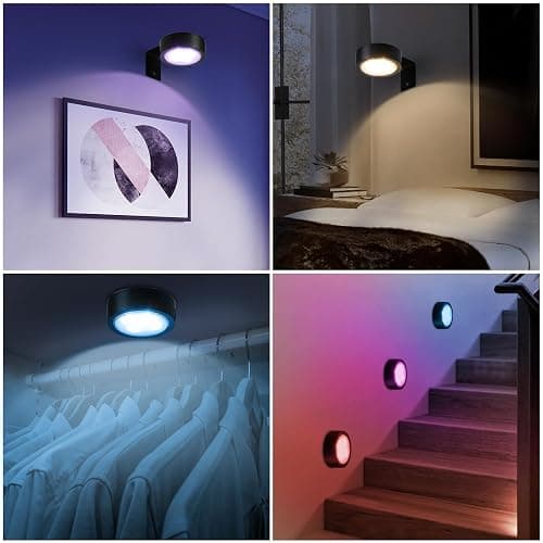 4 Pack Wireless Picture Lights for Wall,Rechargeable Picture Light Battery Operated with Remote,Dimmable Painting Light for Art Display,RGB Battery Wall Lights for Dartboard Photo Frame Gallery.Black thumbnail 8