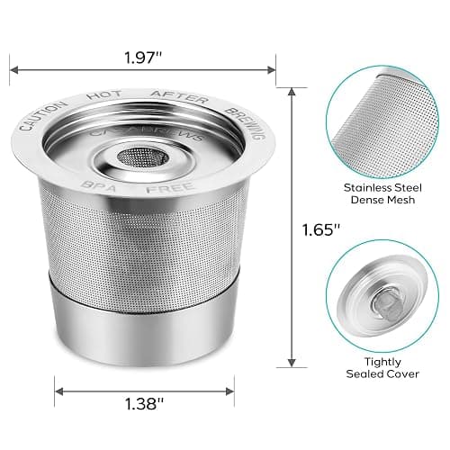 CASABREWS CASKF02 Reusable K Cup Filters, 2 Pack Stainless Steel Refillable Coffee Pods for Keurig 1.0 Brewers, Universal Fit, Eco-Friendly & BPA-Free thumbnail 8