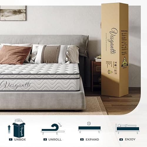Vesgantti Small Double Mattress, 10.3 Inch Hybrid Mattress 4FT with Breathable Foam and Individually Pocket Spring - Medium Firm, Classic Box Top Collection(120x190x26cm) thumbnail 6