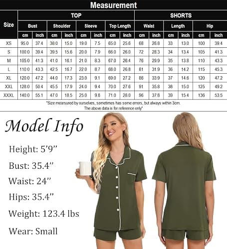 SWOMOG Womens Pajamas Set Button Down Soft Short Sleeve Sleepwear Loungewear 2 Pcs Pjs Shorts Set XS-XXL thumbnail 6