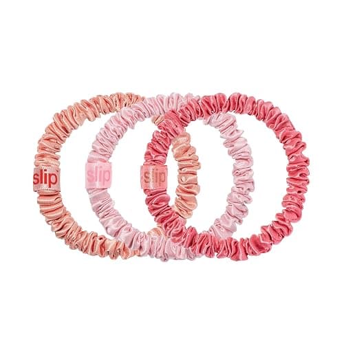 SLIP Amazon Exclusive Skinny Scrunchies: Anti-Crease, Anti-Breakage Slipsilk™ Design Protects Delicate Hair | Includes 3 Pure Silk Scrunchies, Sherbet - Image 1