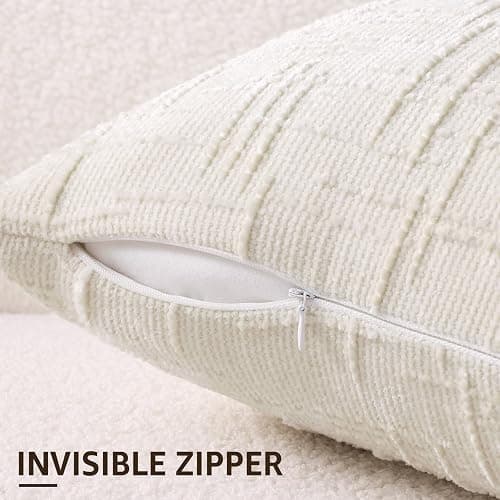 decorUhome Spring Cream White Chenille Throw Pillow Covers 18x18 Set of 2 Textured Soft Cozy Slubby Couch Pillow Covers Modern Farmhouse Boho Decorative Pillow Cases for Bed Sofa Living Room thumbnail 3