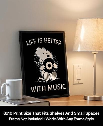 Life Is Better With Music Wall Art Print – Minimalist Typography Decor for Living Room, Classroom, Studio & Creative Workspaces – Music-Inspired Artwork – 8x10 Unframed – Made in USA Luster Finish thumbnail 3