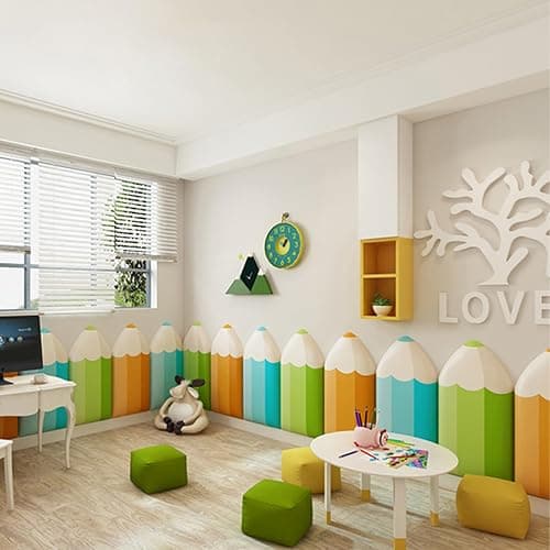 3D Anti-Collision Wall Padding, Pencil Shaped Upholstered Wall Panels, Peel and Stick Headboard, Playroom Decor Wall Padded, Nursery Sensory Wall Stickers (Orange, 12) thumbnail 3