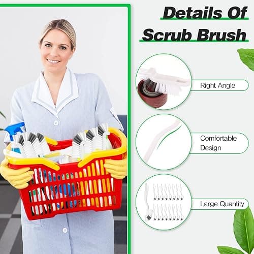 Yinkin 24 Pcs Kitchen Scrub Brushes Cleaning, Small, Right Angle Mini | Right Angle for Grout Household Tile Lines Window Tracks, Sink Bathroom Edges Deep Cleaning, Hard-to-reach Corners Bulk thumbnail 4