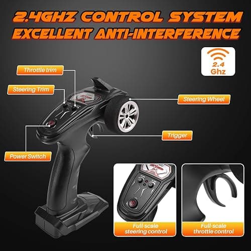 SIMREX 1/16 Scale Hobby RC Car, 36 KPH High-Speed 4WD RC Truck, 2.4 GHz Remote Control Car, All-Terrain Electric Vehicle, 4X4 Remote Contral Moster Truck for Kids and Adults thumbnail 6