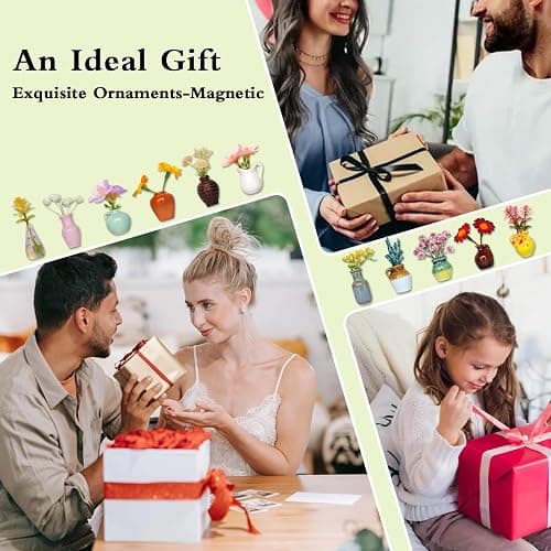 UpaLoo 5pcs Mini Vase Magents for Fridge, Funny Tiny Vase Fridge Magnets, Plant Vase Fridge Magnets for Whiteboard, Locker, File Cabinet(with Flower) thumbnail 8