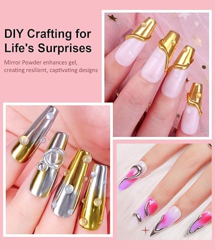 3D Nail Gel Art BISHENGYF - 15g Sculpting Gel Nail Glue with Gold White Chrome Nail Powder for Nail Art Non-Sticky Hand Hard Gel Carving Gel for Chrome Powder for Art Home DIY thumbnail 2