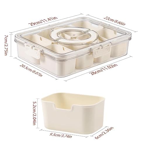Bandesun Divided Serving Tray with Lid and Handle - Snackle Box Charcuterie Container for Portable Snack Platters - Clear Organizer for Candy, Fruits, Nuts, Snacks - Perfect for Party, Entertaining thumbnail 3