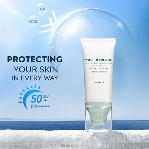 Centella Sunscreen SPF 50+, Face Sun Screen Long-Lasting Protection【Moisturizing Water Fit】【 Refreshing &Non-Greasy】【Lightweight】【NO White Cast - Dry Oily Skincare】Blue×1 thumbnail 2