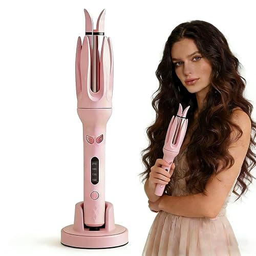 Automatic Curler, Professional Auto-Rotating Curling Iron with LCD Screen 28mm for Barrel Rotating Curling Wand 4 Temps & 15s Timer, Fast Heating Hair Styling Tool(Updated Version Pink) - Image 1