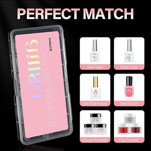 AILLSA Short Almond Nail Tips Pre-Shaped Acrylic Nail Tips Half Matte Full Cover Nails Tips Clear Gelly Press on Flase Tip Nail for Extension Nail Manicure Home DIY 240PCS 15Sizes thumbnail 7