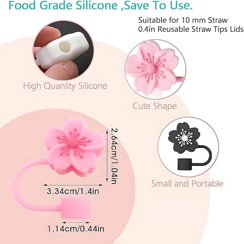 BTYHAOS Silicone Straw Caps for 10mm Tumblers | Reusable Dust-Proof Toppers Fits Stanley 30oz & 40oz Cups Large Handle Model (mix) thumbnail 4