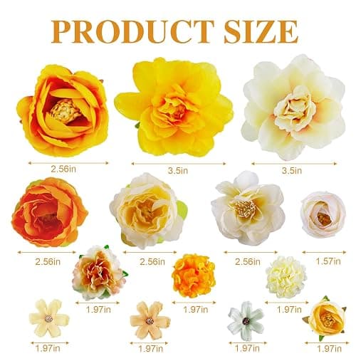21 PCS Hair Flowers Boho Hair Barrettes Accessories Hawaiian Silk Flower Clips Girls Orange Floral Bride Headpiece Festival(Orange & Yellow) thumbnail 2