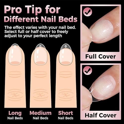 Luckyfairy Extra Short Almond Nail Tips, 240pcs Soft Gel Pre-Shaped Acrylic Fake Nails, Half Matte Full Cover Clear Gelly Press on Flase Nail Tips for Extension Nail Manicure Home DIY 12 Sizes thumbnail 7