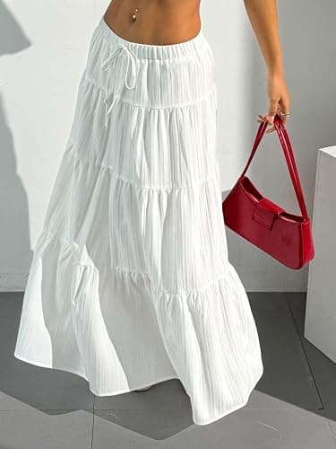 Verdusa Women's Boho Skirt Flowy Flared Ruffle Summer Long Maxi Skirts Going Out Outfits thumbnail 3