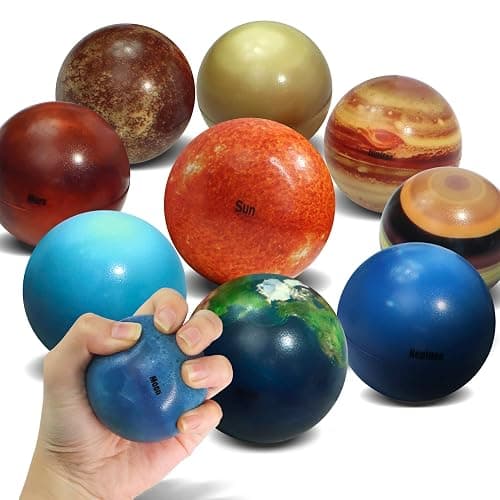 Novelty Place Solar System Stress Balls - 10 Pcs Anti-Stress Planetary Balls for Kids – Relaxation Gadgets, Fidget Toys, Astronomy Gifts, Space Theme Party Favor, Carnival Prizes - Image 1