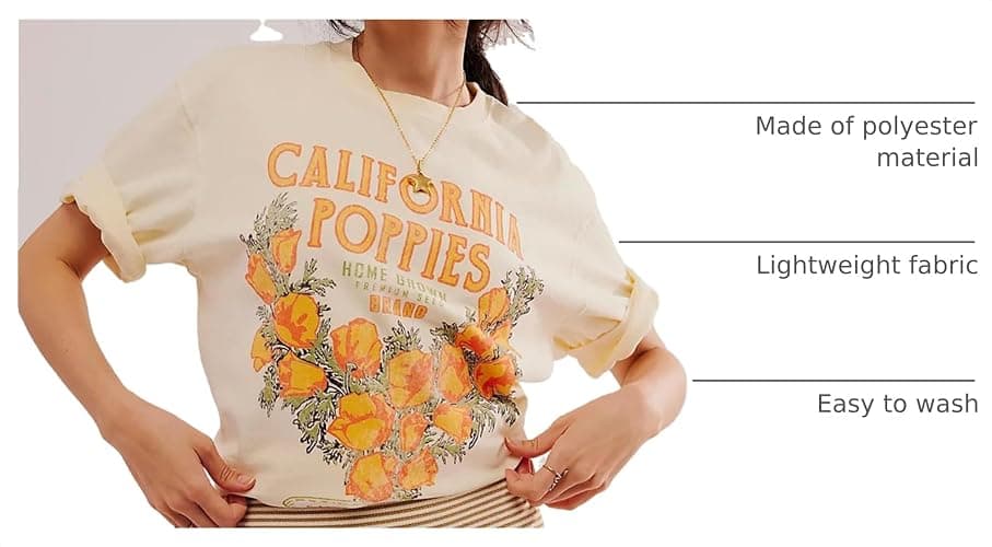 Womens Oversized Vintage Flower Graphic Tees Tops Y2k California Aesthetic Baggy T-Shirts Fruit Coastal Summer thumbnail 4