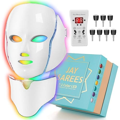 Red-Light-Therapy-for-Face, 7-1 Colors Led Face Mask Light Therapy, Facial Skin Care Mask, Birthday, Christmas, Mothers Day, Valentines Day Gifts for Her Women Mom Best Friend Wife Teacher (White) - Image 1
