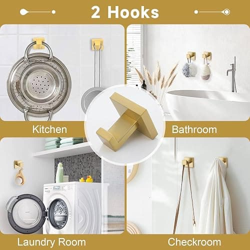 Brushed Gold 5 Pieces Bathroom Hardware Accessories Set Towel Bar Set Towel Holder Racks Set for Bathroom,SUS304 Stainless Steel,Wall Mounted 23.6-Inch thumbnail 7