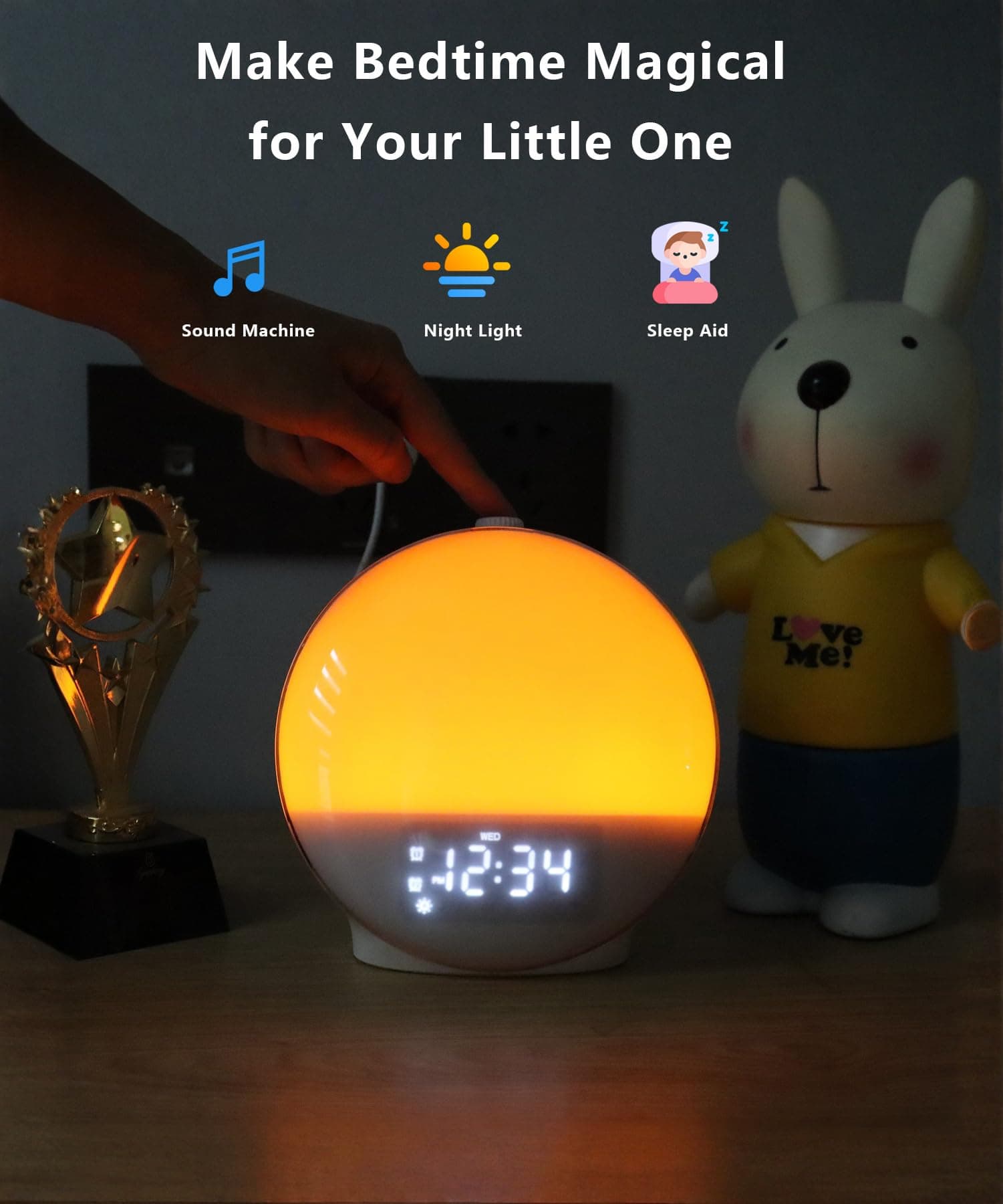 Upgraded Wake-up Light, Smart Sleep Alarm Clock for Kids Adults, Sunrise Sunset Simulation, 7 Natural Sound Machine,FM Radio, 7 Colors LED Night Light, Bedroom Decor Sleep Aid for Hard Sleepers thumbnail 2