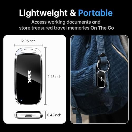SSK 1TB SSD External Hard Drive, Portable SSD Drive up to 2000 MB/s, USB 3.2 Gen2X2 External Solid State Drives for iPhone 15/16 PRO、Mac、Phone OTG、Laptops with LED Indicator thumbnail 7