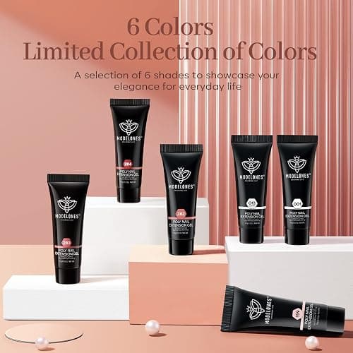modelones Poly Nail Gel Set, 6 Colors Nude Pink Brown Daily Collection Poly Extension Gel Set Builder Manicure DIY Design Nail Art Home Salon Beauty Gift thumbnail 2