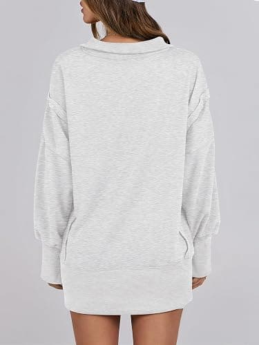 ANRABESS Women's Sweatshirts Oversized Casual Loose Button Up Henley Pullover Top High Low Split 2025 Fall Fashion Outfits thumbnail 6