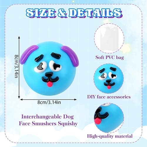 Smushers Squishy Sensory Toy with Interchangeable Dog Faces, Slow Rising Stress Relief Ball, Soft Moldable Fidget Squeeze Toy for Adults Anxiety, Office Desk Decor, Calming Sensory Gift thumbnail 3