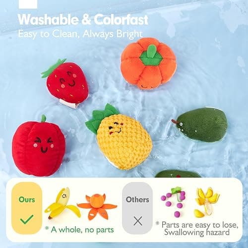 hahaland Baby Sensory Toys - 16 PCS My First Fruit Vegetable Color Sorting Play Food Crinkle, Rattle, Baby Toys 6-12 Months Montessori Toys for 1 Year Old Boy Girl Gifts 6 9 Month Old Toy One Year Old thumbnail 7