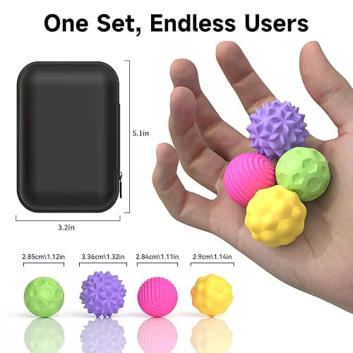 Silicone Magnetic Balls - 8 PCS Textured Stress Relief Fidget Toys for Kids Adults, Quiet Sensory Desk Toy for Anxiety Autism ADHD, Multi-Colored Massage Balls Gift Set thumbnail 2