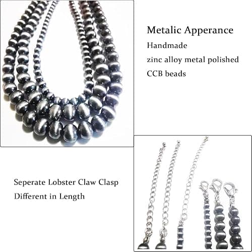 Western Jewelry Navajo Pearl Necklace for Women Handmade Long Boho Turquoise Pearls Layered Necklaces for Cowgirls thumbnail 4