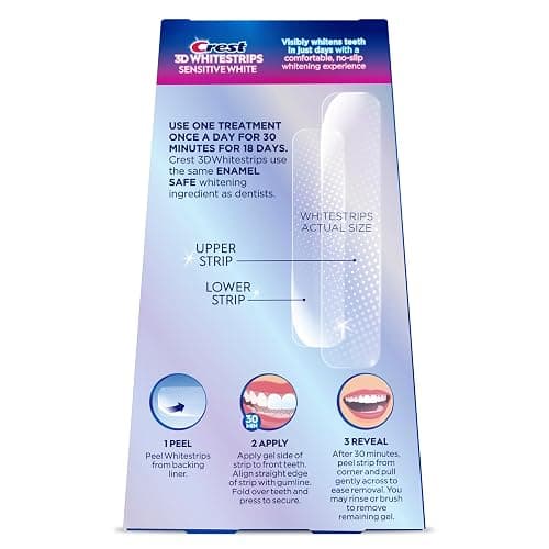 Crest 3DWhitestrips Sensitive White At-Home Teeth Whitening Kit, 18 Treatments, Gently Removes 15 Years of Stains thumbnail 10