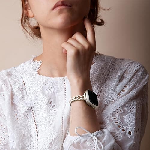 Newlibery Slim Starlight Band for Women Feminine Elegant Compatible with Apple Watch 38/40/41/42mm (S10/11) Adjustable Metal Strap Dressy Chain Bracelet for iWatch Series 11/10/9/8/7/6/5/4/SE/3/2/1 thumbnail 2