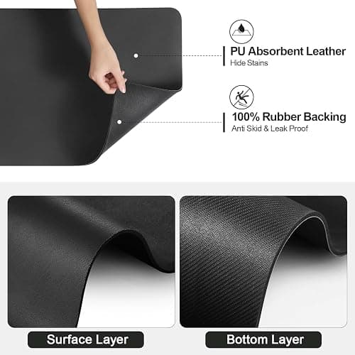Ecotrim - Dish Drying Mat for Kitchen Counter | Coffee Bar Mat for Countertops | Heat Resistant Drainer Mat with Non-slip Rubber Backed | Hide Stain Kitchen Absorbent Draining Mat | Black 16"x18" thumbnail 5