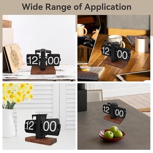 Cyrank Flip Clock Desk, Retro Digital Flip Down Clock Flip Digital Clock Mechanical Clock Flip Clock Vintage Automatic Turning Tube Clock Auto Flip Desk for Home Room Office Decoration(Black A) thumbnail 6