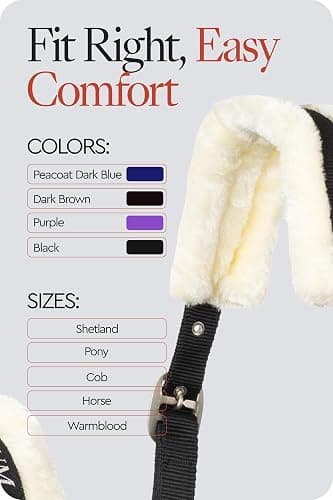 HORZE Howard Soft Fleece Padded Adjustable Polyester Horse Halter - Black - Horse thumbnail 3