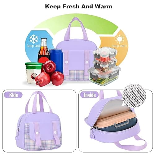 PIKBEAR Girls Backpack Set,Kid School Backpack with Lunch Bag and Pencil Case,Cute Rabbit Bookbag for Elementary (Purple-Bunny) thumbnail 7
