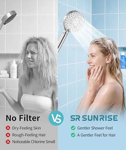 SR SUN RISE Filtered Shower Head with Handheld High Pressure 9 Spray Mode Showerhead Detachable Shower Head Water Softener Filters Beads for Hard Water Remove Chlorine 1 Filter Chrome thumbnail 5