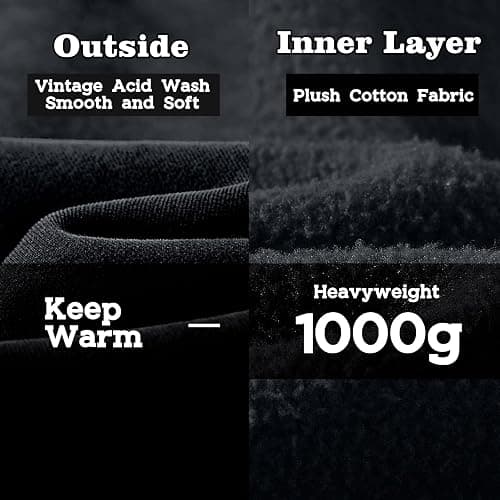 FAIABLE Mens Womens Double Zip Up Hoodie Oversized Acid Wash Heavyweight Fleece Cotton Zipper Hoodie Vintage thumbnail 5