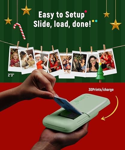 Liene Photo Printer, 2x3” Mini Portable Instant Photo Printer Bundle w/ 50 Zink Adhesive Paper, Bluetooth 5.0, Compatible w/iOS & Android, Small Color Mono Picture Printer for iPhone, Smartphone Green thumbnail 4