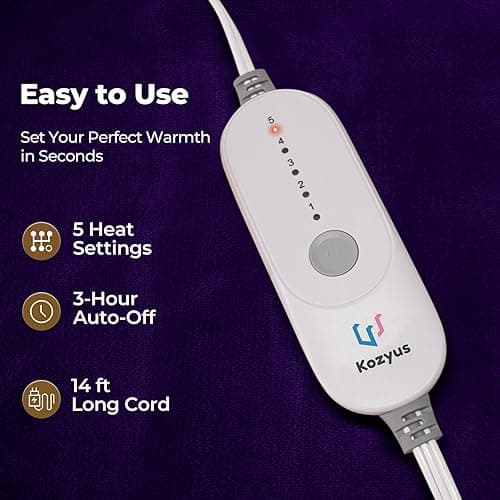 Kozyus Wearable Heated Blanket with Foot Pocket & Sleeves, Electric Blanket Heated Robe for Women & Men, 5 Heat Settings, 3H Auto-Off, Machine Washable, ETL Certified, Gift-Ready, 50x70 inches, Purple thumbnail 4