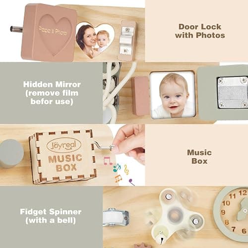 Joyreal Grand Busy Board Montessori - Planche Activité Tableau Activité Sensoriel Parcours Motricité Bébé Jeux Educatif Jouet Enfant pour Garcon Fille thumbnail 5
