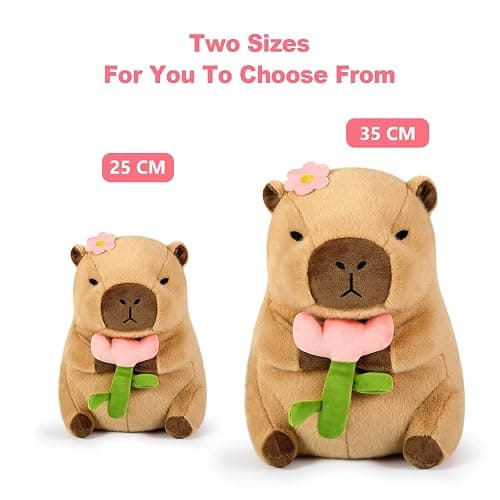 shownicer Plüschtier Capybara Kuscheltier Stofftier Kawaii Capybara Plüsch Kissen Spielzeug Wurfkissen Geschenk für Kinder Mädchen 3+ Jahre (Blume, 30cm) thumbnail 4