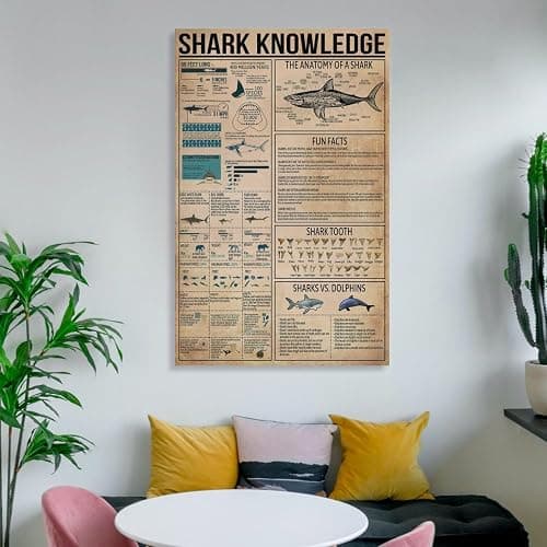 JPOSTHCZ Shark Knowledge Poster with Anatomy of Sharks Educational Canvas Wall Art Aesthetic Decorative Painting Living Roomstyle 12x18inch(30x45cm) thumbnail 6